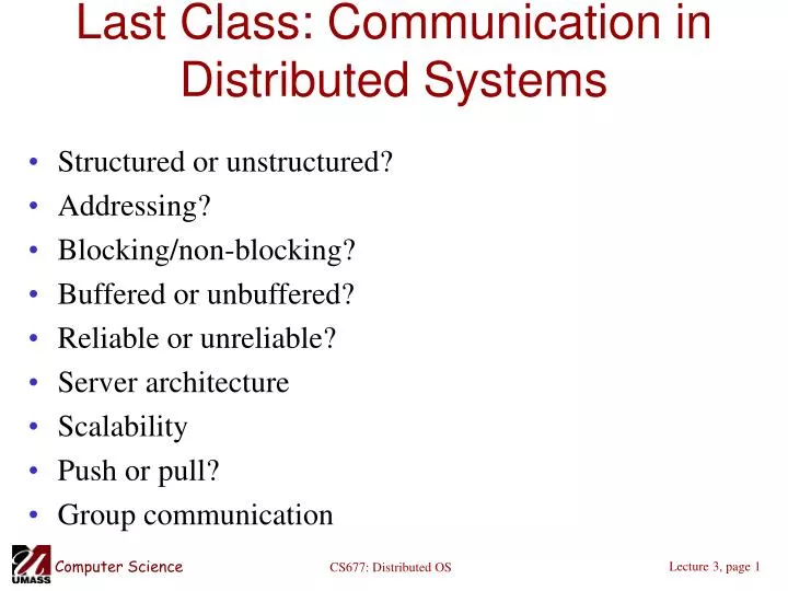 last class communication in distributed systems