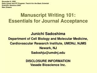 Manuscript Writing 101: Essentials for Journal Acceptance