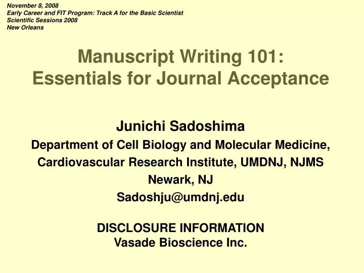 manuscript writing 101 essentials for journal acceptance