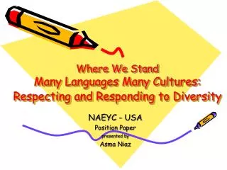 Where We Stand Many Languages Many Cultures: Respecting and Responding to Diversity