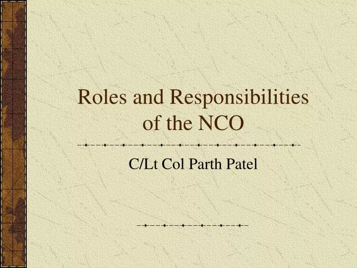 roles and responsibilities of the nco