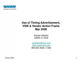 Use of Timing Advertisement, VSIE &amp; Vendor Action Frame Mar 2009