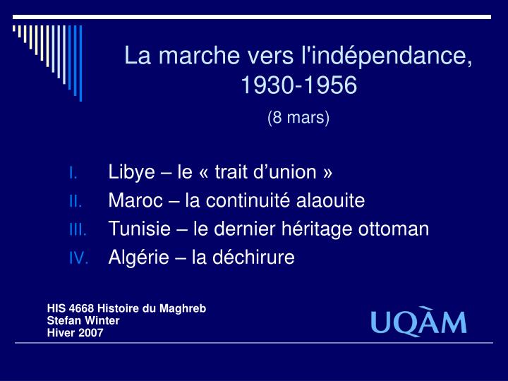 la marche vers l ind pendance 1930 1956 8 mars