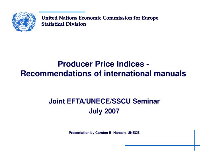 producer price indices recommendations of international manuals