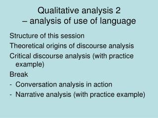 Qualitative analysis 2 – analysis of use of language