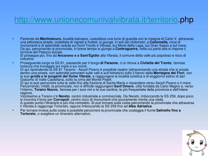 http www unionecomunivalvibrata it territorio php
