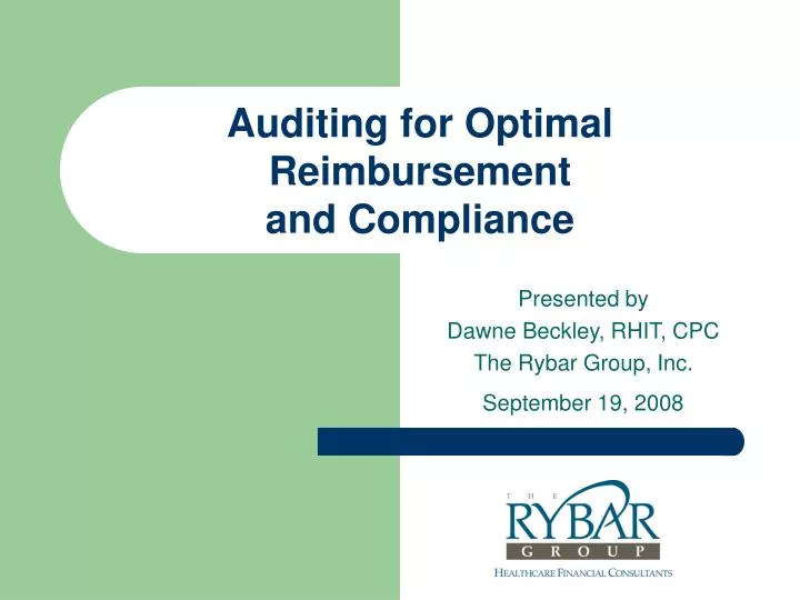 auditing for optimal reimbursement and compliance