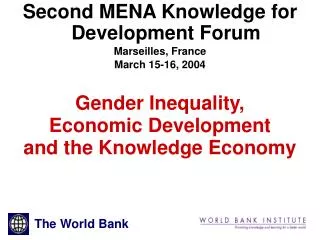 Gender Inequality, Economic Development and the Knowledge Economy