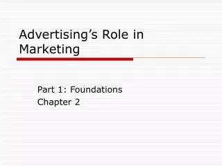 Advertising’s Role in Marketing