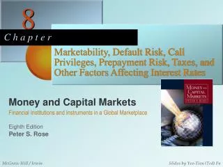 Marketability, Default Risk, Call Privileges, Prepayment Risk, Taxes, and Other Factors Affecting Interest Rates