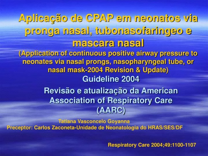 guideline 2004 revis o e atualiza o da american association of respiratory care aarc