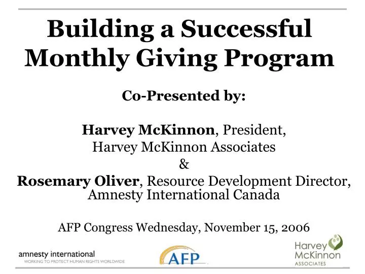 building a successful monthly giving program