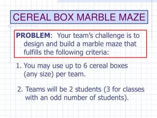 CEREAL BOX MARBLE MAZE