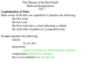 &quot;The Masque of the Red Death&quot; Skills and Explanations