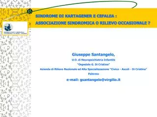 Giuseppe Santangelo, U.O. di Neuropsichiatria Infantile “Ospedale G. Di Cristina”