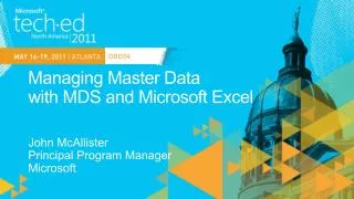 Managing Master Data with MDS and Microsoft Excel