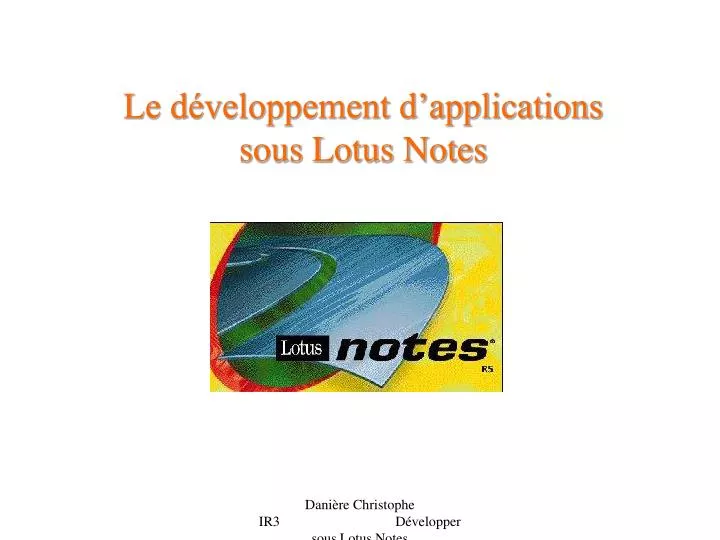 le d veloppement d applications sous lotus notes