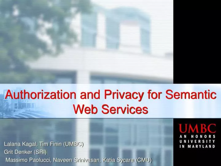 authorization and privacy for semantic web services