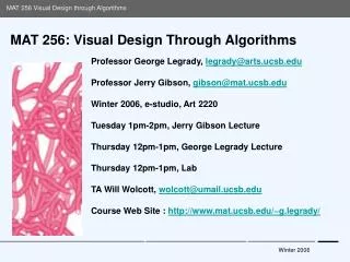 MAT 256: Visual Design Through Algorithms
