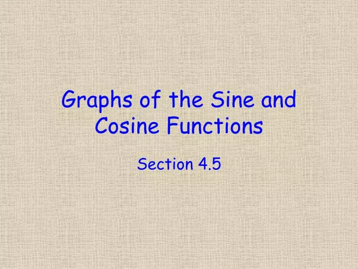 graphs of the sine and cosine functions
