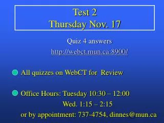 Test 2 Thursday Nov. 17