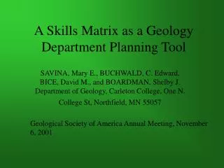 A Skills Matrix as a Geology Department Planning Tool