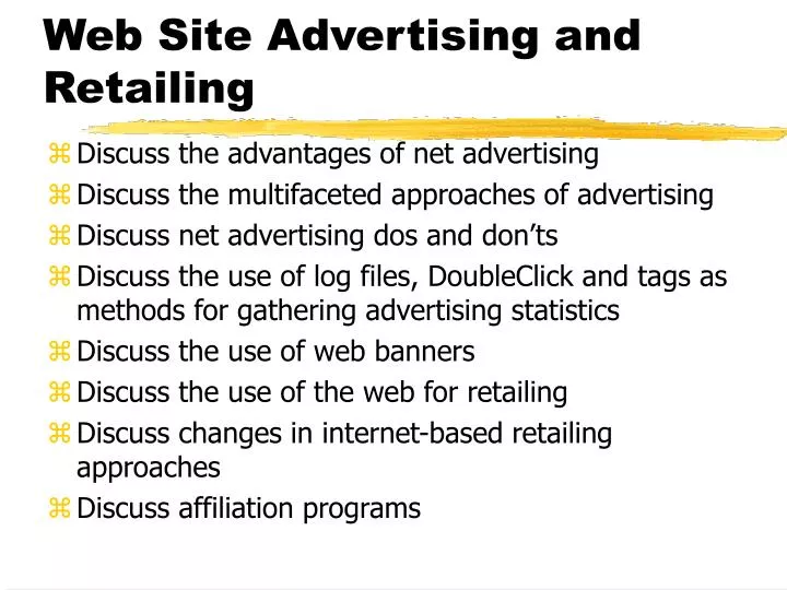 web site advertising and retailing