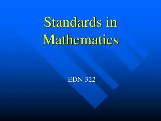 Standards in Mathematics