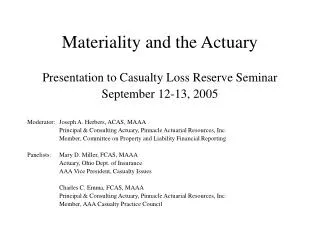 Materiality and the Actuary