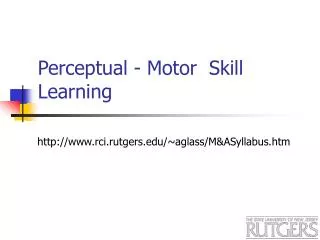 Perceptual - Motor Skill Learning