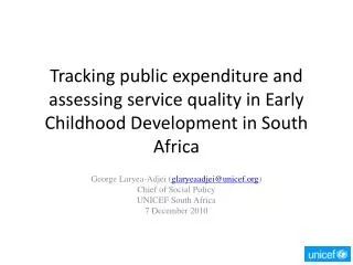 Tracking public expenditure and assessing service quality in Early Childhood Development in South Africa