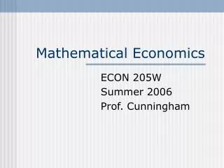 Mathematical Economics