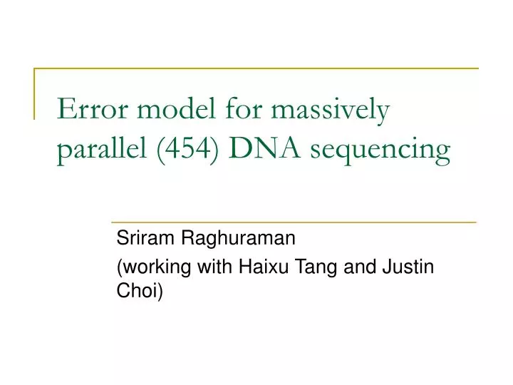 error model for massively parallel 454 dna sequencing