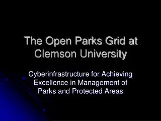 The Open Parks Grid at Clemson University