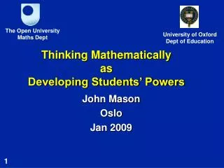 Thinking Mathematically as Developing Students’ Powers