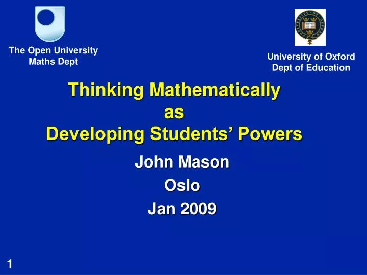 thinking mathematically as developing students powers