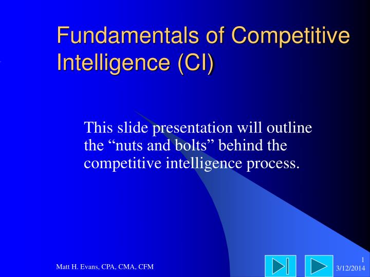fundamentals of competitive intelligence ci