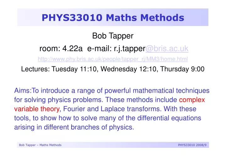 phys33010 maths methods