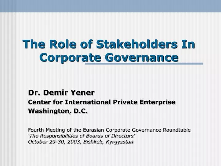 the role of stakeholders in corporate governance