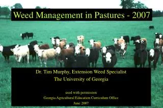 Weed Management in Pastures - 2007