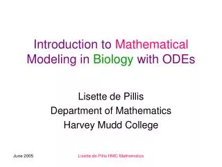Introduction to Mathematical Modeling in Biology with ODEs
