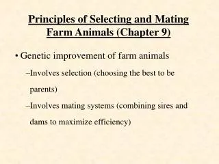 Principles of Selecting and Mating Farm Animals (Chapter 9)