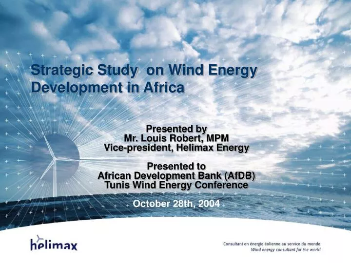 strategic study on wind energy development in africa