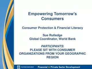 Global Program on Consumer Protection &amp; Financial Literacy