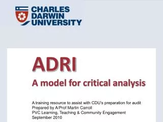 ADRI A model for critical analysis