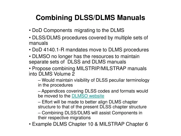 combining dlss dlms manuals