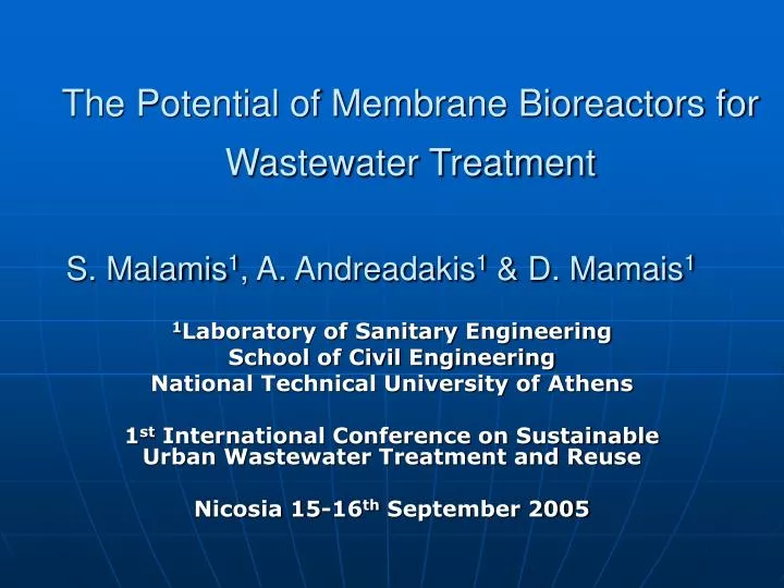 the potential of membrane bioreactors for wastewater treatment