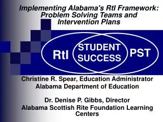 Christine R. Spear, Education Administrator Alabama Department of Education Dr. Denise P. Gibbs, Director Alabama Scotti