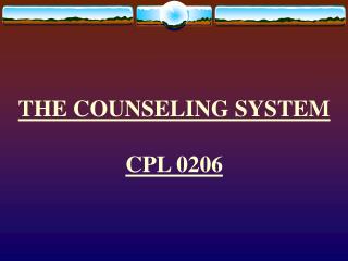 THE COUNSELING SYSTEM CPL 0206