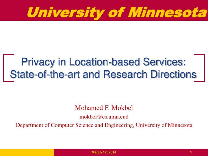 privacy in location based services state of the art and research directions